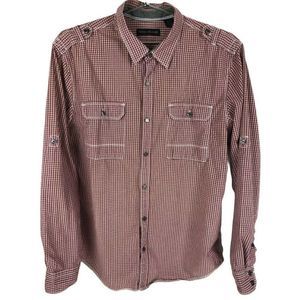 DKNY Jeans Mens Shirt Checks Red & White Size L